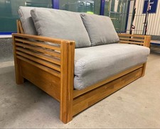 Futon Company Oak 2 Seater Sofa Bed With Pillows & Drawer
