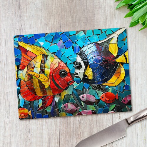 Exotic fish mosaic glass - exotic,