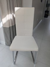 Dining Chairs Modern High Back Faux Leather Off White Set of 4