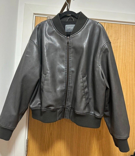 George mens black faux leather - faux,