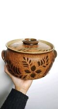 Vintage Brown​Floral Leaf Ceramic Casserole Dish With Handles & Lid