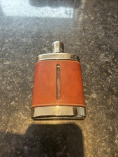 Marlborough 6oz Hip Flask Stainless Steel Brown Leather Chesnut Free Engraving