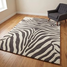 Zebra Print Hand Tufted Wool