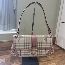 Burberry London Pink Small Nova Check Bag Genuine Y2K Vintage Designer Handbag