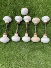 Job Lot Of Vintage Porcelain On Brass Door Knobs/Handles B823