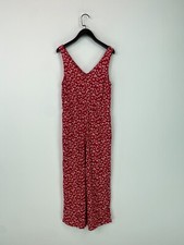 Fat Face Red White Floral  V-Neck  Pocket Jumpsuits  Sleeveless Size UK  8