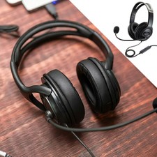 USB Headphones with Microphone Noise Cancelling Headset For Skype Laptop PC UK