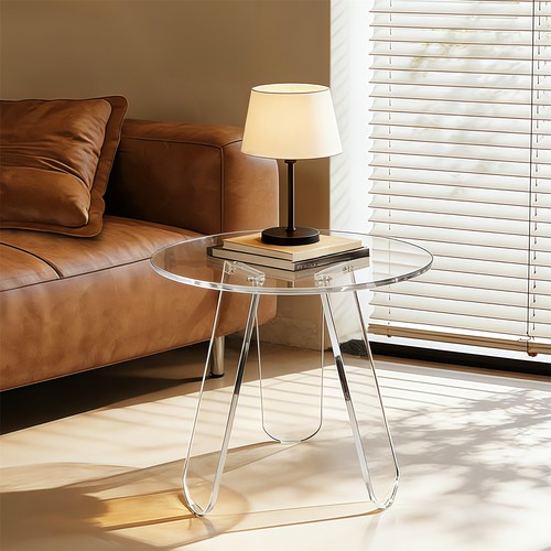 Round acrylic end table - end, sofa