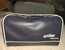 VINTAGE 70s ANTLER trainer VINYL HOLDALL zip gym bowling FLIGHT travel tote BAG