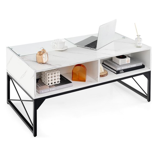 105x55cm white marble coffee - white,