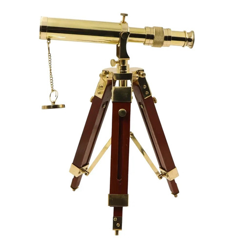 Brass telescope with wooden - brass,