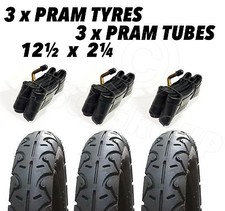 3 x Pram Tyres & 3x Tubes 12