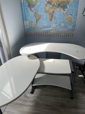 White Modern L - Shaped Computer Desk