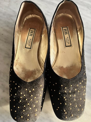 Ladies black suede court - suede,
