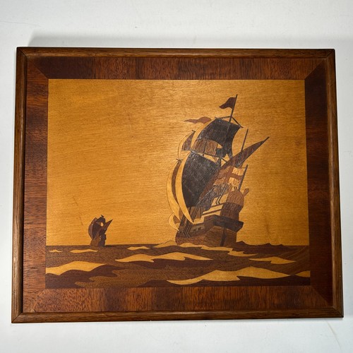 Vintage wooden marquetry - wooden,