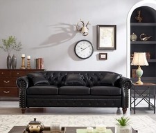 85.8" Tufted Leather