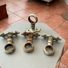 ANTIQUE SET 4 Cast Iron CURTAIN STAIR IR BAR FOOT REST POLE BRACKETS VICTORIAN