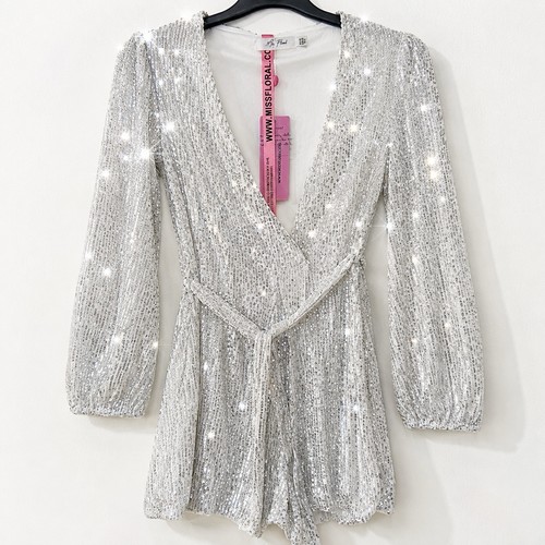 Miss floral silver sequin wrap - silver,
