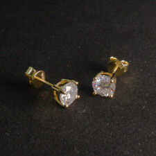 0.8 Ct Moissanite Stud Earrings 925 Silver Gold Plated 6mm Wide