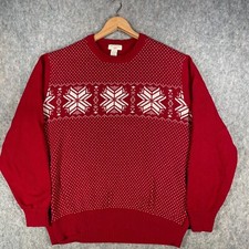 Dockers By Levis Jumper Mens XL Red White Christmas Snowflake Preppy USA Top