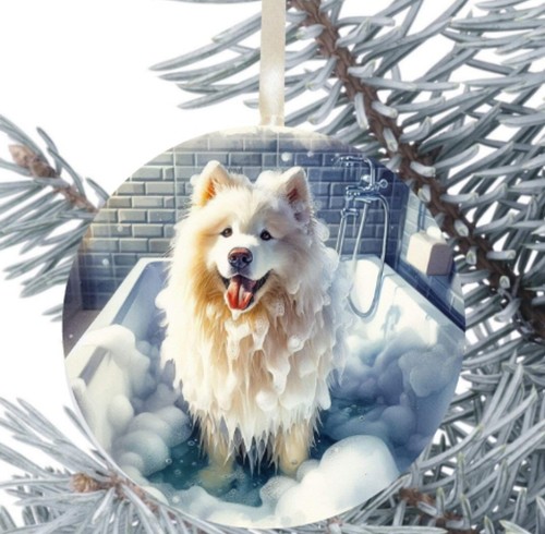 Samoyed dog hanging bauble - hanging,