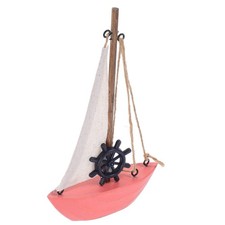  Coastal Decor Wooden Miniature Sailing Boat Model Fishing Sailboat Home