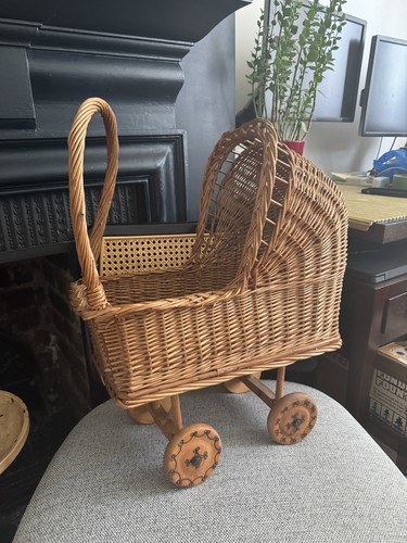 Vintage wicker dolls pram - wicker,