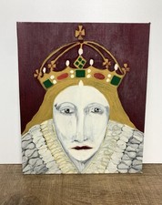 Queen Elizabeth I Original Portrait Painting On Board British Royal Family