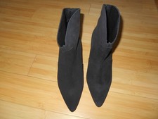 BN Twin Island Black Suede Upper Medium Heeled Cowboy Style Ankle Boots - UK6