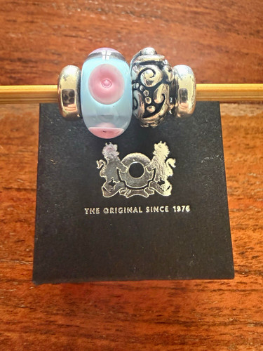 Trollbeads blue pink glass - trollbeads, &