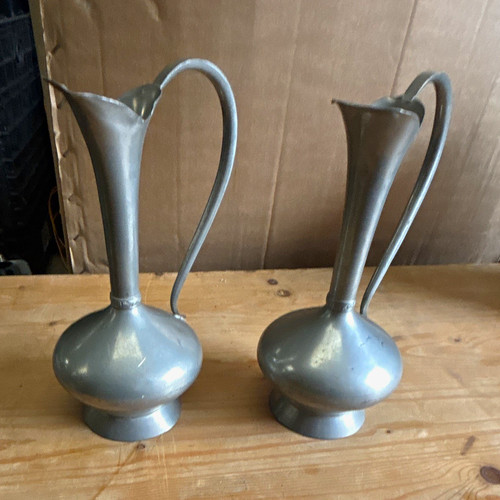 Pair pewter art - art, nouveau