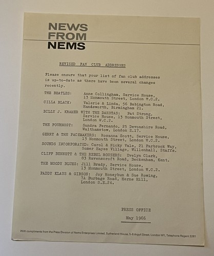 Original 1966 nems enterprises - 1966,