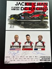 BOULLE, CHENG, NICOLET HAND SIGNED JACKIE CHAN RACING PROMO CARD 2018 LE MANS.