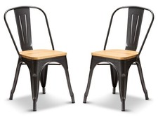 2 Grey With Oak Wood Seat