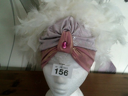 Pink gold silver turban with - turban,