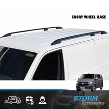 TO FIT VW TRANSPORTER T6.1 2019-24 BLACK SWB ALUMINIUM ROOF BARS ROOF RAILS-PAIR