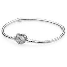 Pandora Moments Sparkling Heart Logo Silver Bracelet 590727CZ S925 ALE CZ Charms