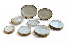 CAULDON 37 PIECE DINNER SERVICE FOR EIGHT WITH GILDED GREEK KEY DECORATION SH92