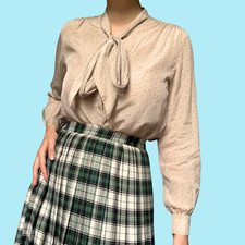 Vintage 80s Floral Pussy Bow