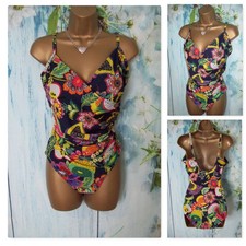LADIES NEXT SWIMSUIT SIZE 20, Navy Tropical Floral wrap Ruched Front Swimsuit