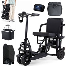 4 Wheel Ultra Lightweight Travel Portable Power Scooters for Adults, Dust Cover