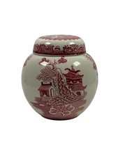 Mason's Vintage Ginger Jar & Lid 13cm Pink Willow Transferware Patent Ironstone