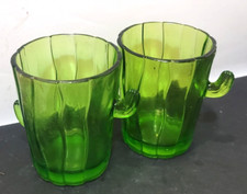 home Bar Cactus Green Glasses tumblers 4" tall  cocktails