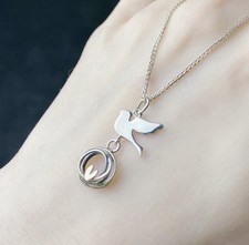 Linda Macdonald silver & 9ct Little Bird With Heart Pendent 18 Inch Silver Chain