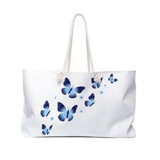 Blue butterfly print weekender - blue,