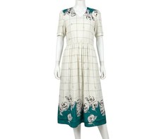 Vintage Dress 80s White Aqua
