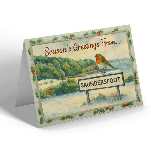 Xmas notelet saundersfoot - -,