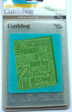 Cuttlebug AUTUMN TYPE Embossing Folder Family & Friends, Phrases 14.5cm x 10.7cm