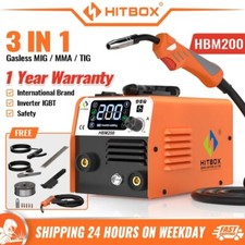 HITBOX 3 in 1 MIG Welder No Gas 200Amp 220V DC MMA Lift TIG MIG Welding Machine
