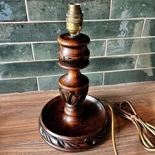 Table Lamp Antique Carved Tiger Oak Arts & Crafts Acanthus Leaf 1890 Candlestick